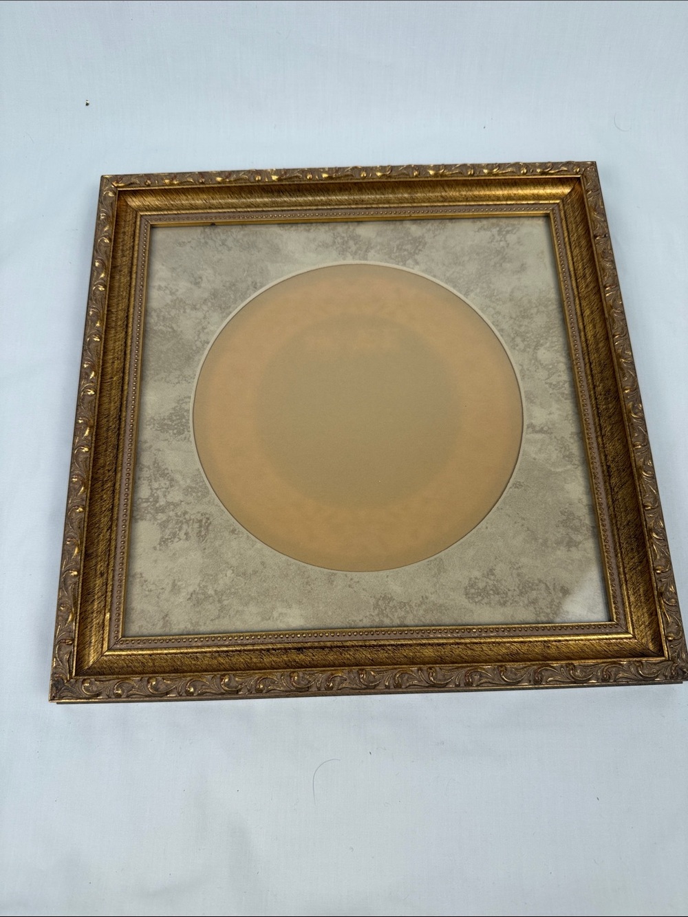 square ornate gold-toned picture frame circular inner mat 12x12 frame